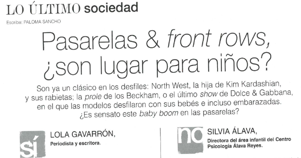 Pasarelas & Frontrows lugar para niños